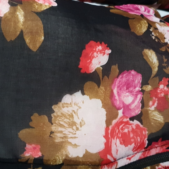 Zara Basic black floral semi transparentTop Size S - Picture 4 of 12